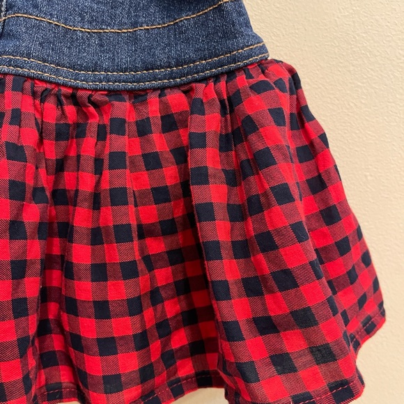 Osh Kosh Denim Jumper Dress with Red  /  Navy check  18 mos - Picture 3 of 7